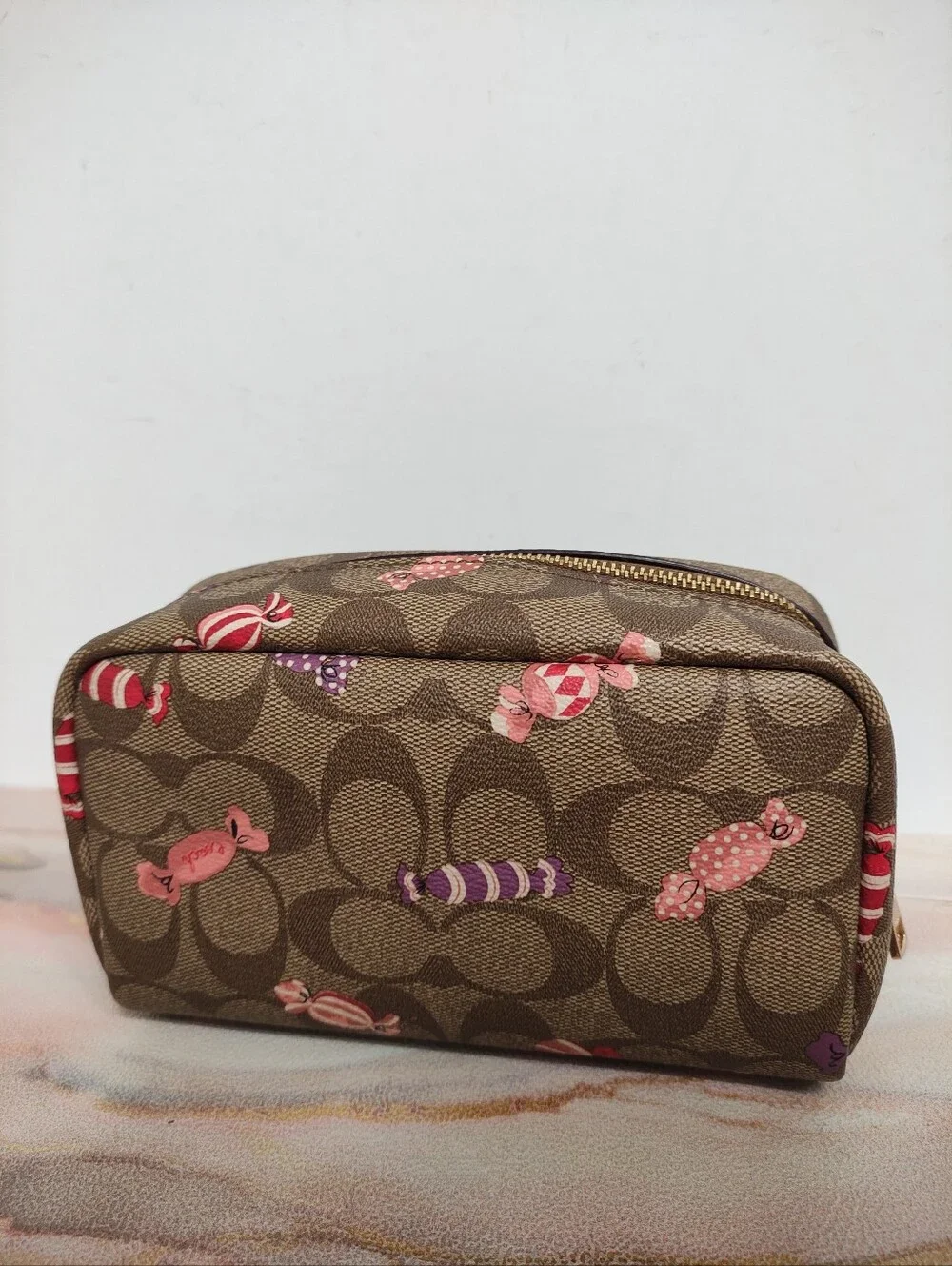 Coach C1388 Small Boxy Cosmetic Case In Signature Canvas With Candy Print